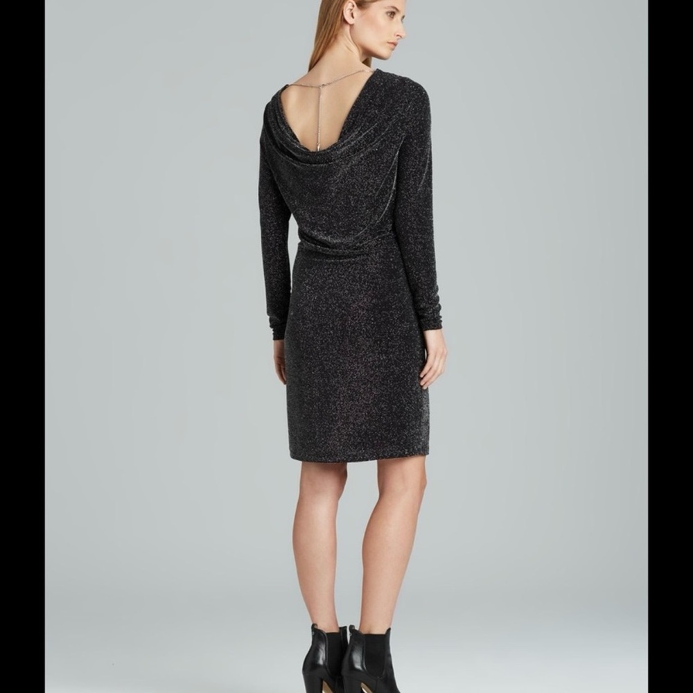 Michael Kors Gold Shimmer black cowl back chain dress - size S